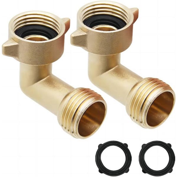 3/4 in. Garden Hose Elbow Connector 90-Degree Brass Hose Elbow(2-Pieces) Heavy-Duty Hose Adapter