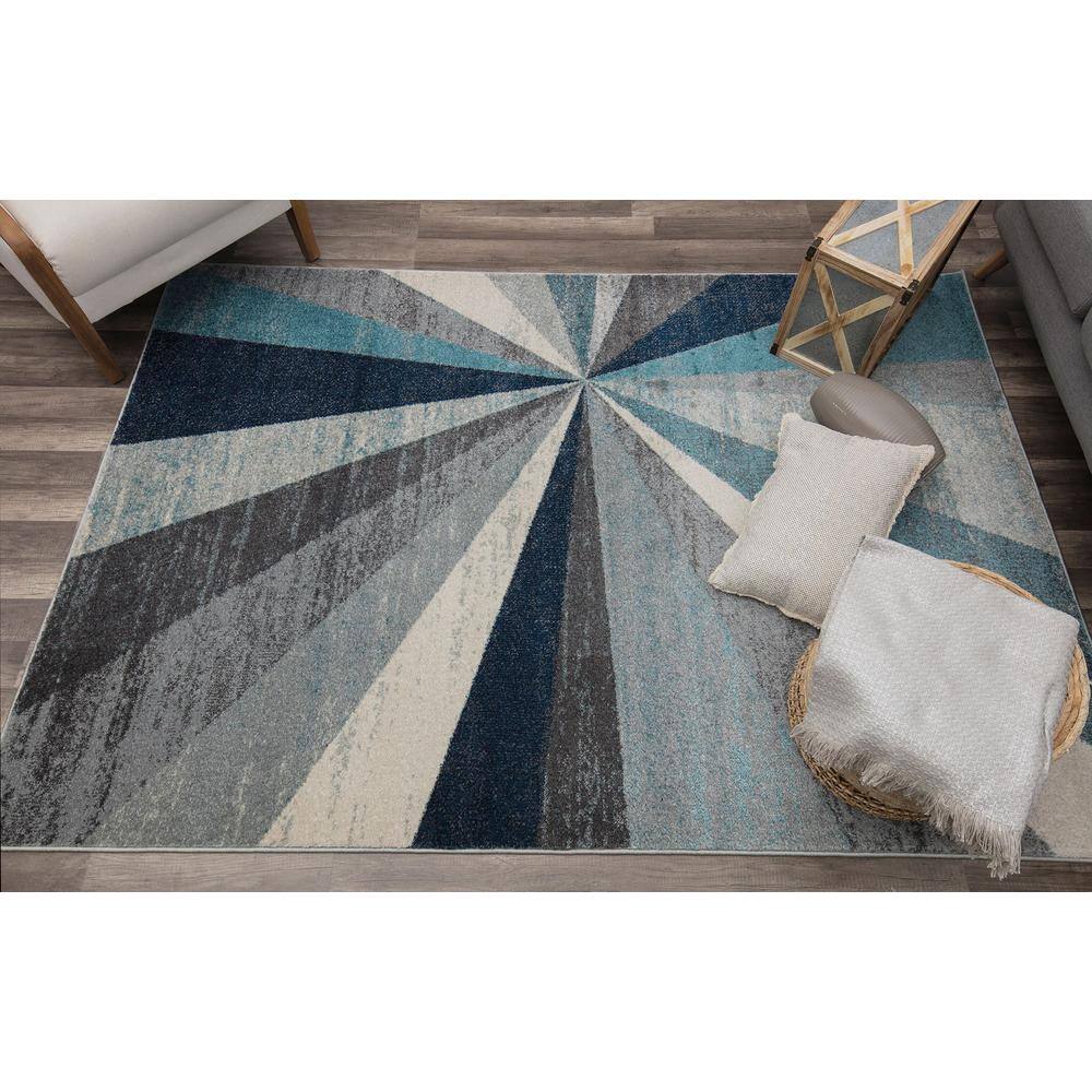 Hale Blue Geometric Synthetic Area Rug, 5' x 7'
