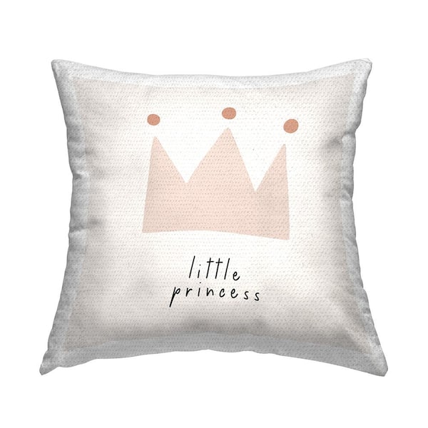 Stupell Industries Little Princess Crown Off-White Square Outdoor Throw Pillow
