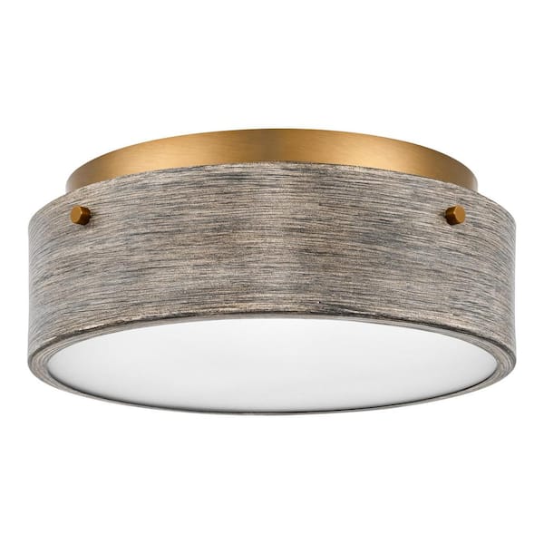 Huntmoor 14 in. Modern Old Satin Brass Medium-Base (E26) Bulb Flush Mount for Kitchens