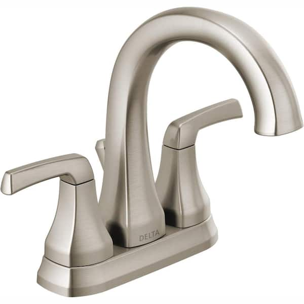 Delta Portwood 4 In Centerset 2 Handle Bathroom Faucet In Spotshield Brushed Nickel 25770lf Sp The Home Depot