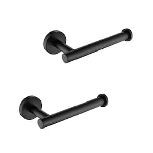 Wall-Mount Single Post Toilet Paper Holder in Matte Black (2-Pack)