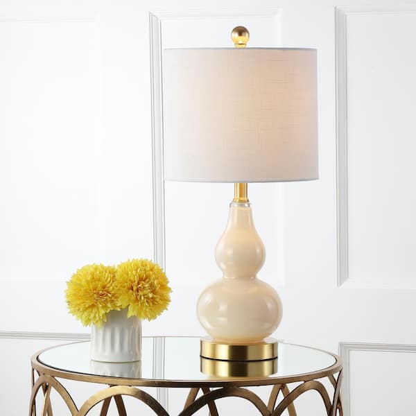 JONATHAN Y Anya 20.5 in. Mini Glass Table Lamp, Ivory