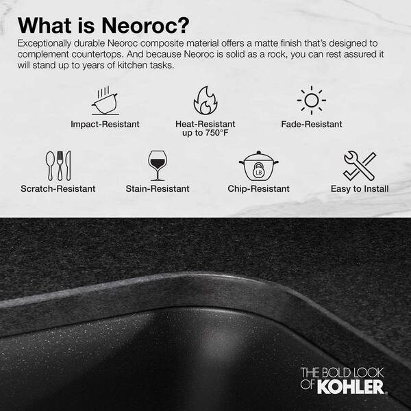 KOHLER Cairn Undermount Matte Stone 27.5 in. Single Bowl Kitchen Sink in Matte Graphite