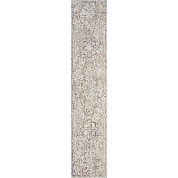 Heirloom Blend Ivory Multicolor 2 ft. x 10 ft. Center Medallion Traditional Runner Area Rug