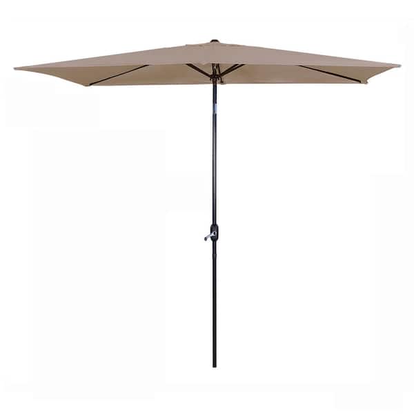 maocao hoom 10 ft. x 6.5 ft. Rectangle Market Patio Umbrella with Tilt and Crank Mechanism in Sand
