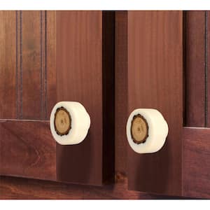 Fusion Log 1-2/5 in. (35 mm) White and Light Brown Cabinet Knob