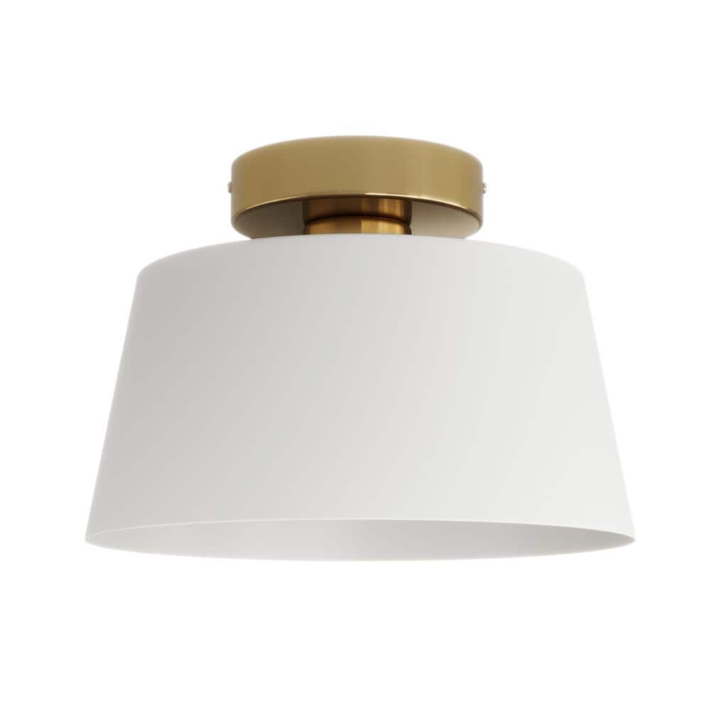 9.84 in. 1-Light White Farmhouse Semi-Flush Mount Industrial Close to Ceili