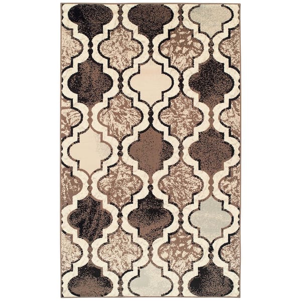 Viking Ivory 7 ft. x 9 ft. Contemporary Trellis Non-Slip Area Rug