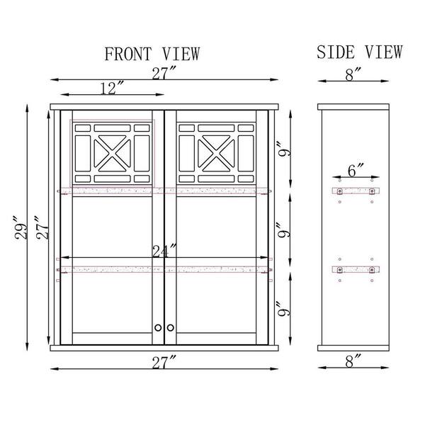 Alaterre Furniture 27-in x 65-in x 8-in White Wood Wall-mount Linen Cabinet