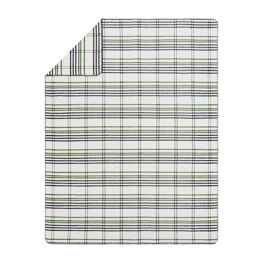 Cream and Gray Plaid Ultra Soft Wool Throw Blanket