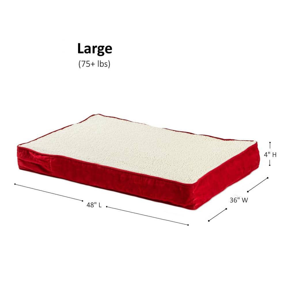 Large Crimson Orthopedic Sherpa Dog Bed