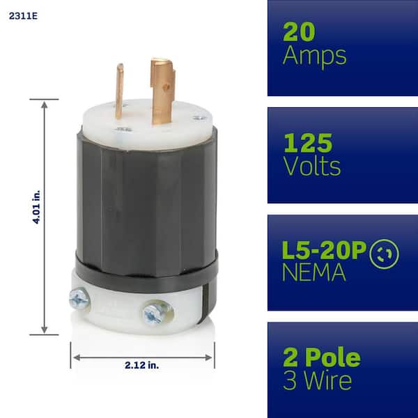 Leviton Black and White Lever Edge Easy Install 20 Amp 125-Volt