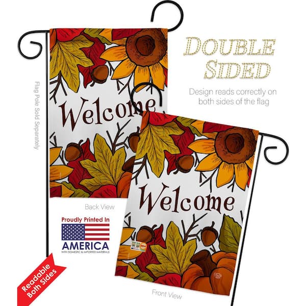 Ornament Collection 13 in. x 18.5 in. Autumn Welcome Garden Flag Double- Sided Fall Decorative Vertical Flags HDG192130-BO The Home Depot
