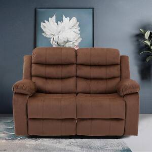Sofas 75.6 in W Brown Slope Arm Microfiber 3-Seats Big and Tall Couches Recliner