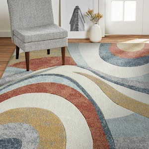 Tribeca Slade Blue/Rust 8 ft. x 10 ft. Abstract Area Rug