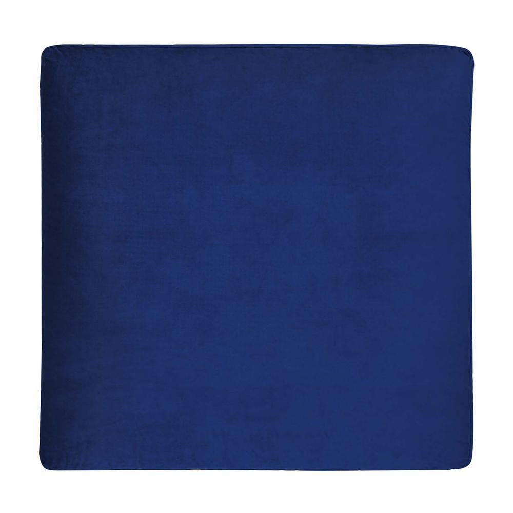 Luxurious Navy Performance Velvet Overstuffed Ottoman with Down Fill