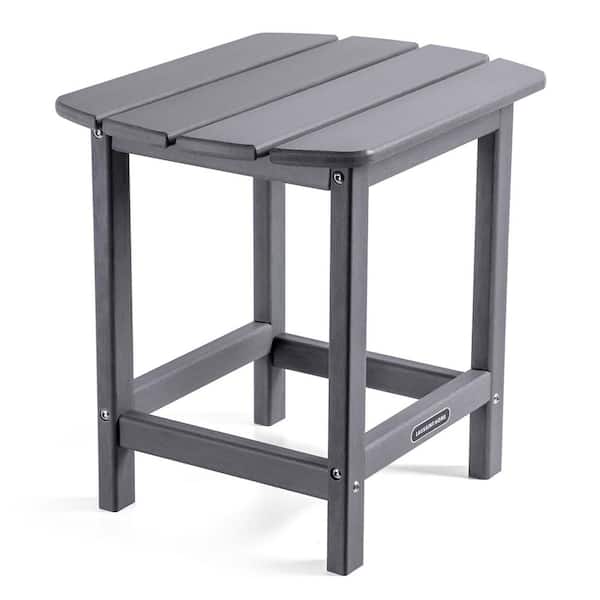 maocao hoom Gray Rectangle HDPE Plastic 17.72 in.H Outdoor Side Table Coffee Table for Patio, Weather Resistant