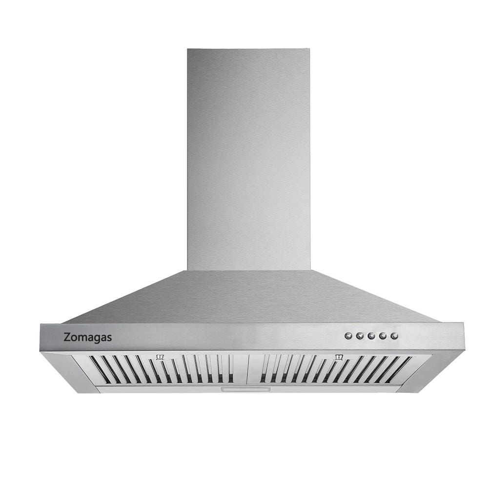 24 in. 450 CFM Ducted/Ductless Convertible Duct Wall Mount Range Hood in Stainless Steel with 3 Speed Exhaust Fan