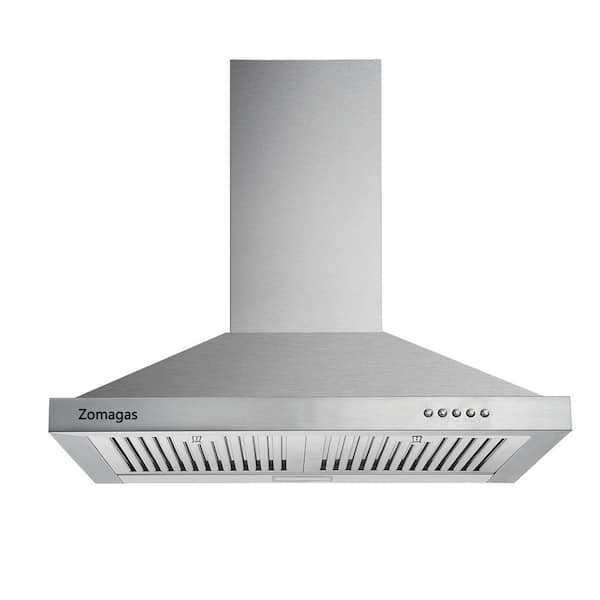 24 in. 450 CFM Ducted/Ductless Convertible Duct Wall Mount Range Hood in Stainless Steel with 3 Speed Exhaust Fan