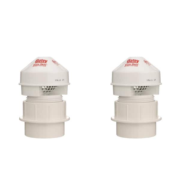 Oatey Sure-Vent 1-1/2 in. PVC Air Admittance Valve with 20 DFU Branch and 8 DFU Stack (2-Pack)