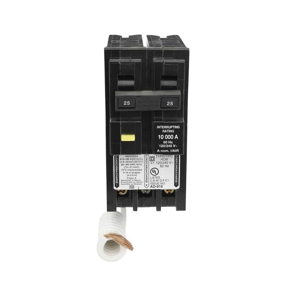 Square D Homeline 25 Amp 2-Pole GFCI Circuit Breaker