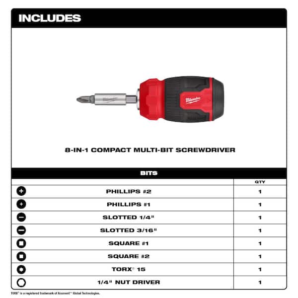 8-in-1 Compact Multi-Bit Screwdriver with Fastback 6-in-1 Folding Utility Knives with General Purpose Blade (2-Piece)