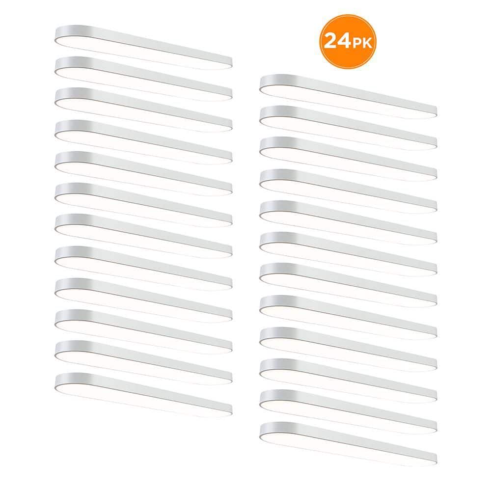 24-Pack 4 ft. x 10 in. LED Flush Mount Ceiling Light, Selectable CCT 2700K-5000K, Dimmable Low Profile 4000LM 55W, White price history on PriceWatchPro