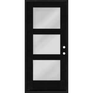 Regency 32 in. x 80 in. Modern 3Lite Equal Clear Glass LHIS Onyx Stain Mahogany Fiberglass Prehung Front Door