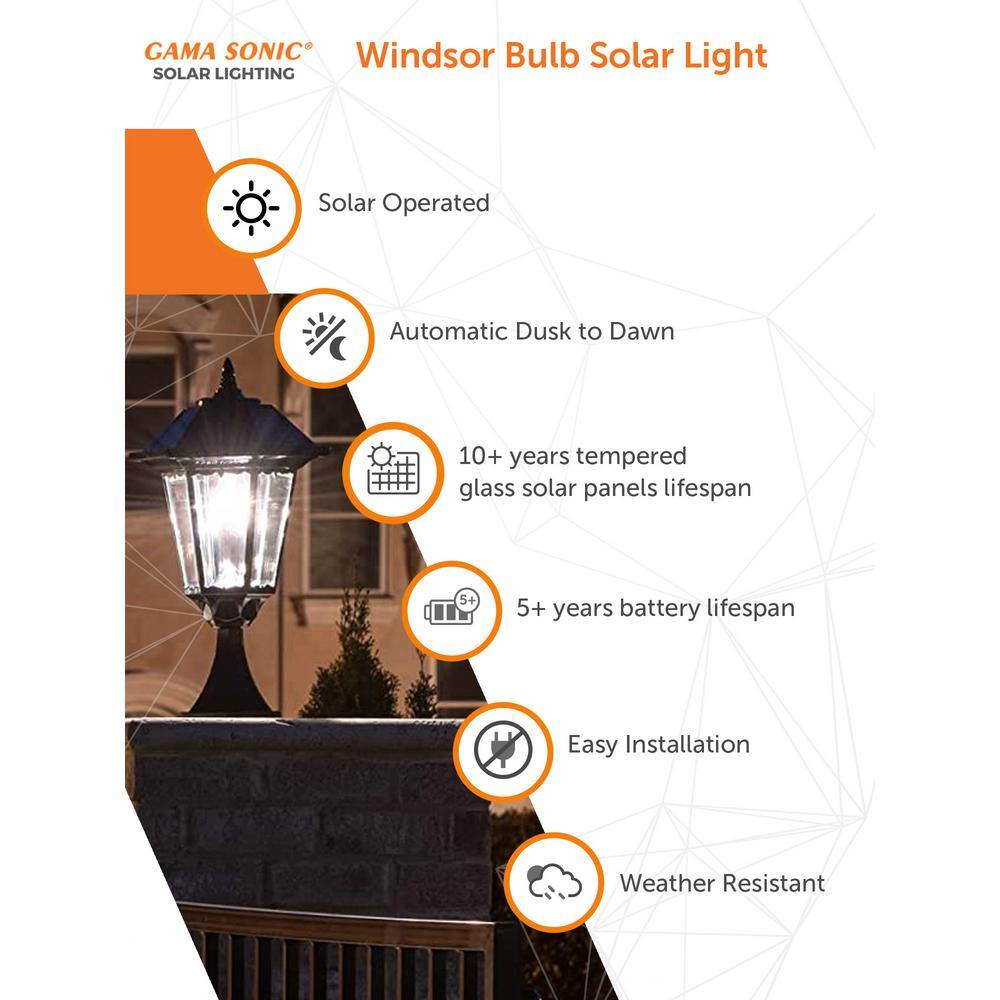 Black Cast Aluminum Solar LED Outdoor Lamp Post Light