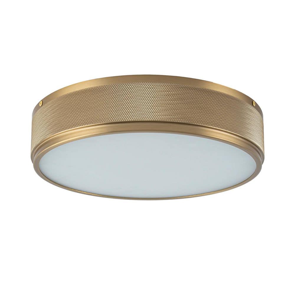 13 in. 1-Light Round Brushed Gold Integrated LED Flush Mount with Oval Frosted Glass Shade for Kitchen price history on PriceWatchPro