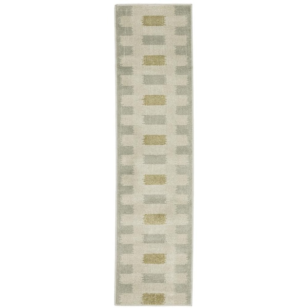 Brixworth Beige/Gray 2 ft. x 7 ft. Geometric Stripe Polypropylene Indoor Runner Area Rug
