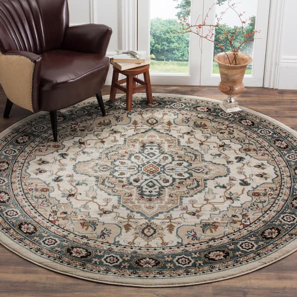 Lyndhurst Cream/Beige 7 ft. x 7 ft. Round Border Area Rug