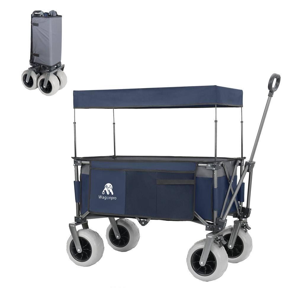 "Multi-Functional Folding Beach Wagon with Canopy, 9""x4"" Sand Wheels, 480 LBS Capacity Outdoor Cart" price history on PriceWatchPro