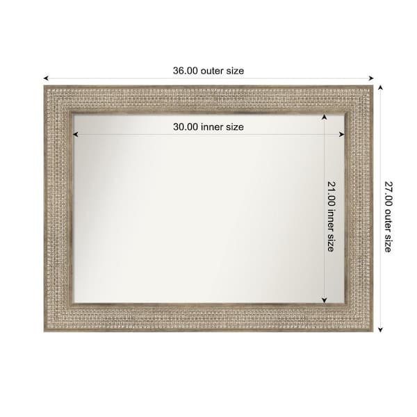 Amanti Art Trellis Silver 36 in. x 27 in. Custom Non-Beveled Wood Framed Bathroom Vanity Wall Mirror