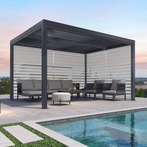 PURPLE LEAF 12 ft. x 12 ft. Gray Aluminum Frame Outdoor Louvered