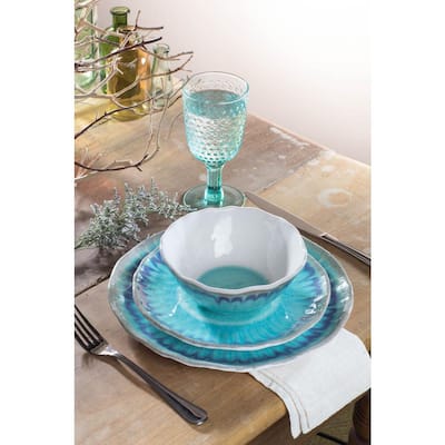 Sea Splash 12-Piece Casual Turquoise Melamine Outdoor Dinnerware Set (Service for 4)