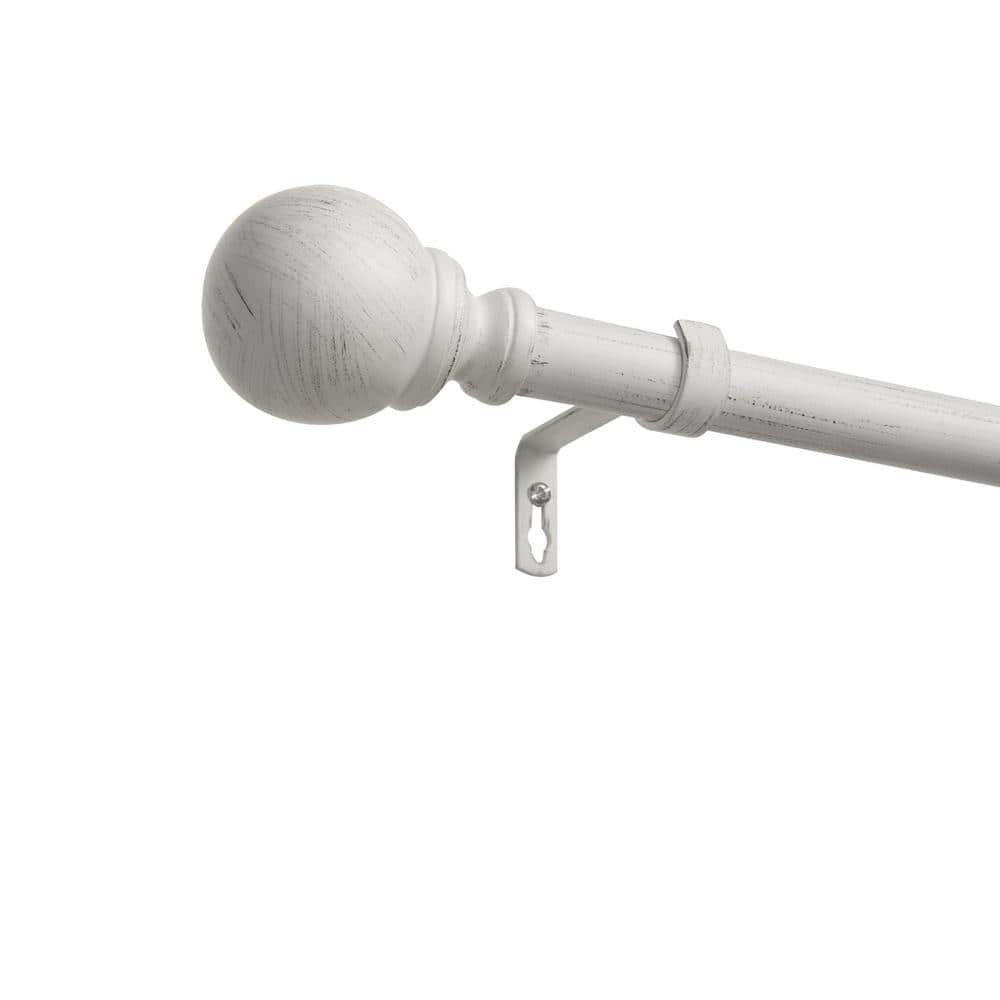 Exclusive Home Sphere 1  Curtain Rod and Finial Set  Distressed White  Adjustable 36 -72