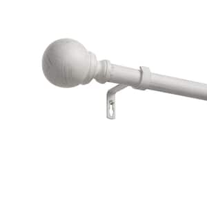 66 in. to 120 in. Sphere Adjustable Length 1 in. Dia. Single Curtain Rod Kit in Distressed White