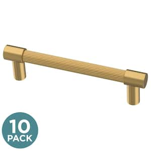 Fluted 3-3/4 in. (96 mm) Modern Gold Cabinet Handle Drawer Bar Pulls (10-Pack)