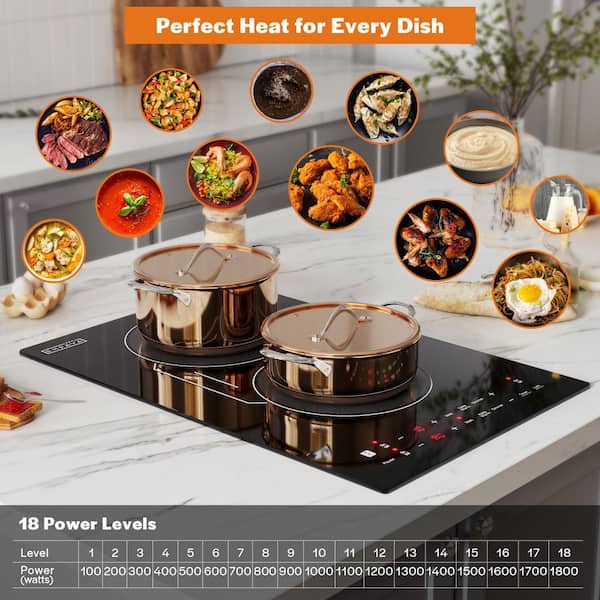 12 in. Portable 2 Burners Induction Cooktop Countertop Stove with Bridge Element in Black-Ideal for RV, Camping, Dorm
