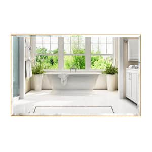 48 in. W x 30 in. H Rectangular Aluminum Framed Beveled Edge Wall Mounted Bathroom Vanity Mirror in Gold