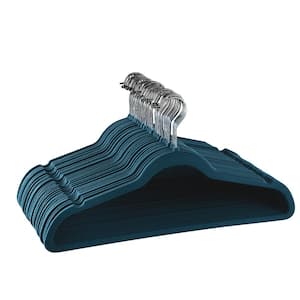 Laura Ashley 12 Pack Velvet Hangers with Clips in Dusty Blue