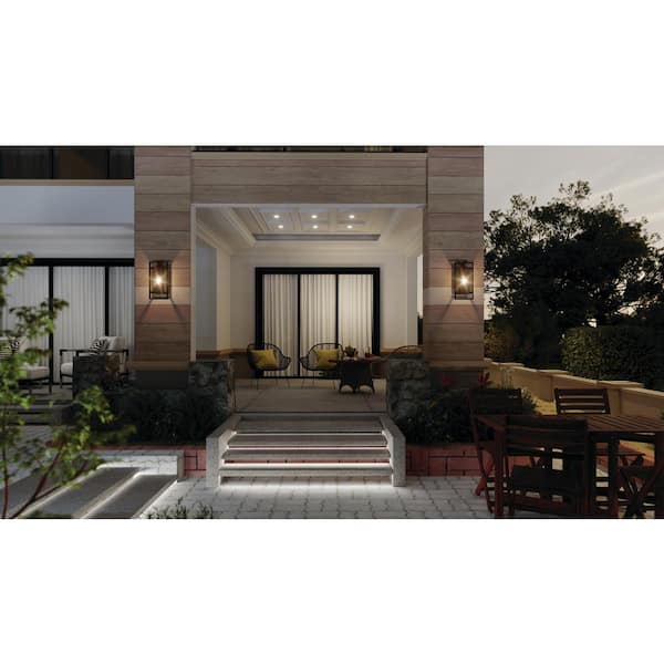 Goson 16 in. 1-Light Black Outdoor Hardwired Wall Lantern Sconce with No Bulbs Included (1-Pack)