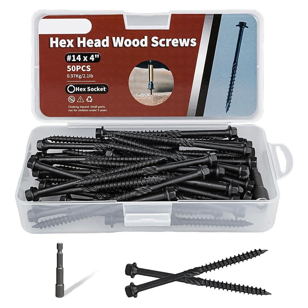 Carbon Steel Black Rust-Resistant Heavy-Duty Structural Wood Screws (50-Pack) for Outdoor Decking and Fencing price history on PriceWatchPro