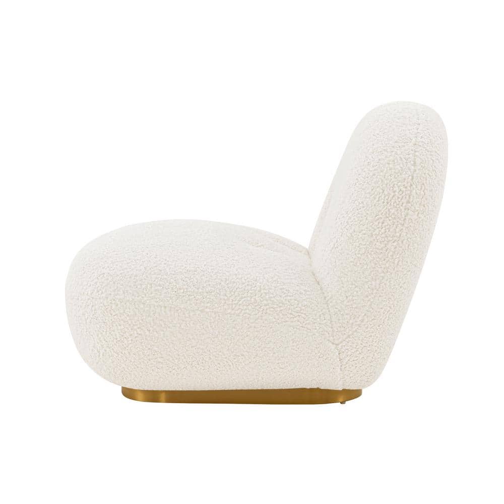 Edina White Boucle and Pine Wood Accent Chair