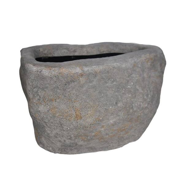 MPG 13.5 in. W x 9.5 in. H Dark Granite Cast Stone Rock Planter01