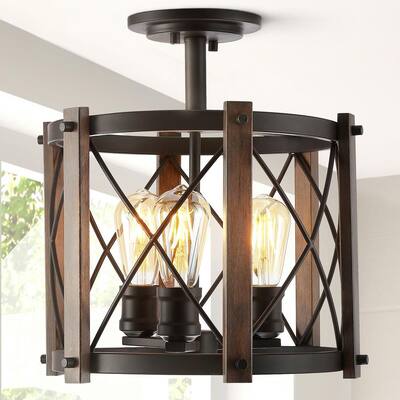 for Kitchen,Hallway,Bathroom,Stairwell 2700K Cozy Warm Light Oil Rubbed Bronze JONATHAN Y JYL9039A Charlotte 14.5 Metal/Glass LED Semi-Flush Mount Traditional,FrenchCountry,Classic Dimmable 