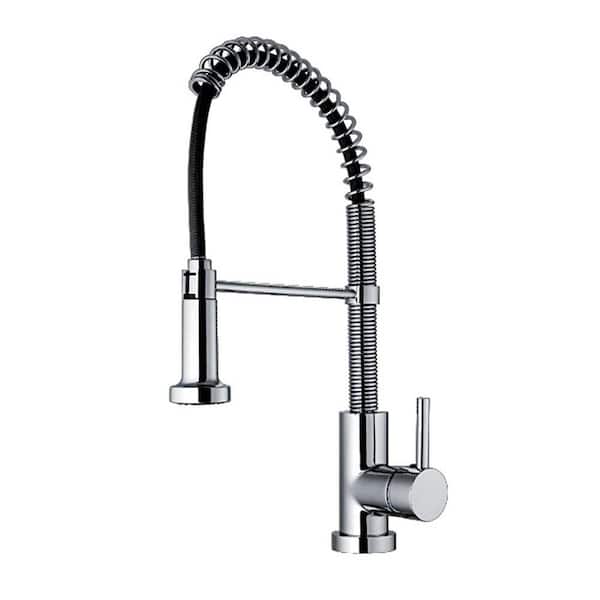 Whitehaus Collection Jem Collection Commercial Single-Handle Pull-Down Sprayer Kitchen Faucet in Polished Chrome