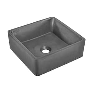 Lisse 15 in. Concrete Square Vessel Bathroom Sink in Dark Grey